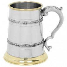 [EP152] 1 Pint Pewter and Brass Tankard